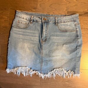 Frayed Denim Mini Skirt